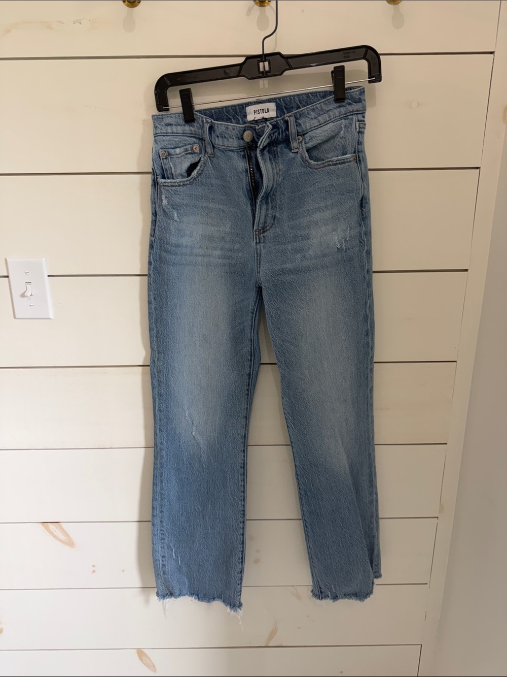 pistola Light Blue Cropped Straight Jeans